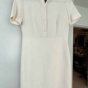 Theory Cream Polo Collar Sheath Mini Dress